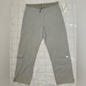 NWT J Jill Petal Soft 100% Cotton Light Grey/Tan Cargo Style Pants Gorpcore - 12